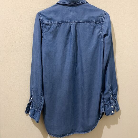 A New Day Shirt Small S Blue Button-Up Long Sleeves Chest Pocket 100%‎ Lyocell - Picture 7 of 10
